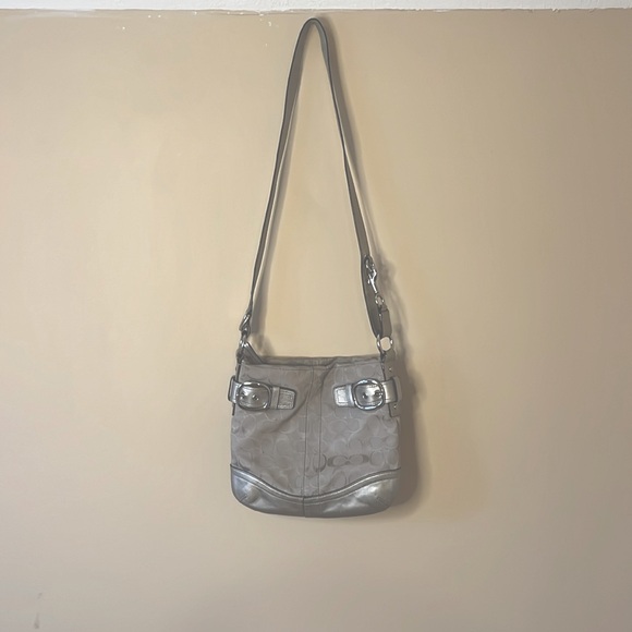 COACH Grey and Silver Shoulder Crossbody Purse Medium Sized - Picture 9 of 9